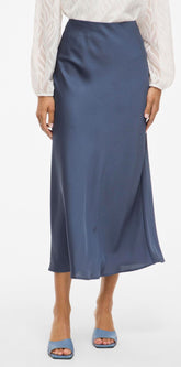 Vila Ellette High Waisted Midi Skirt - Vintage Indigo